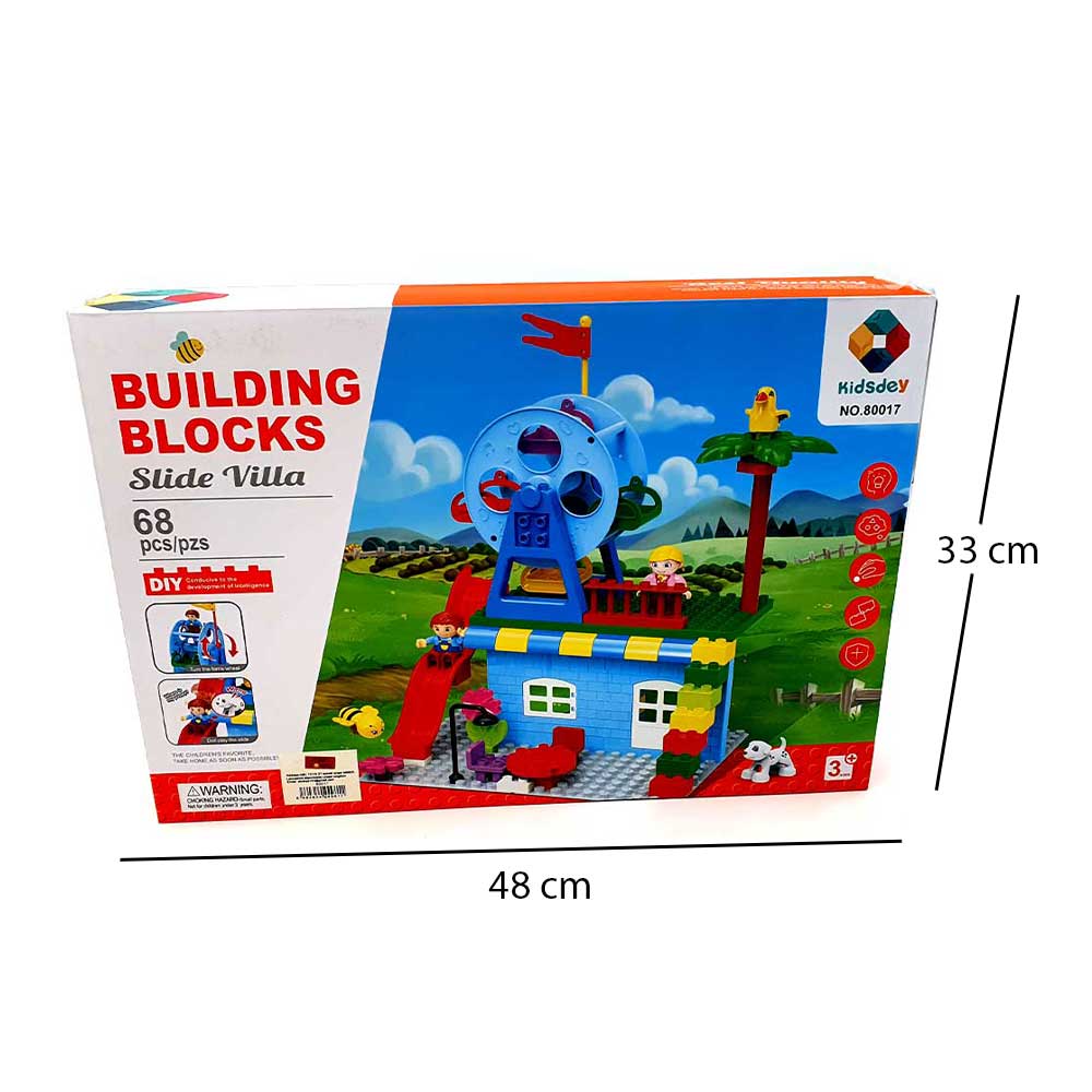 Building Blocks Slide Villa 68 Piece Set