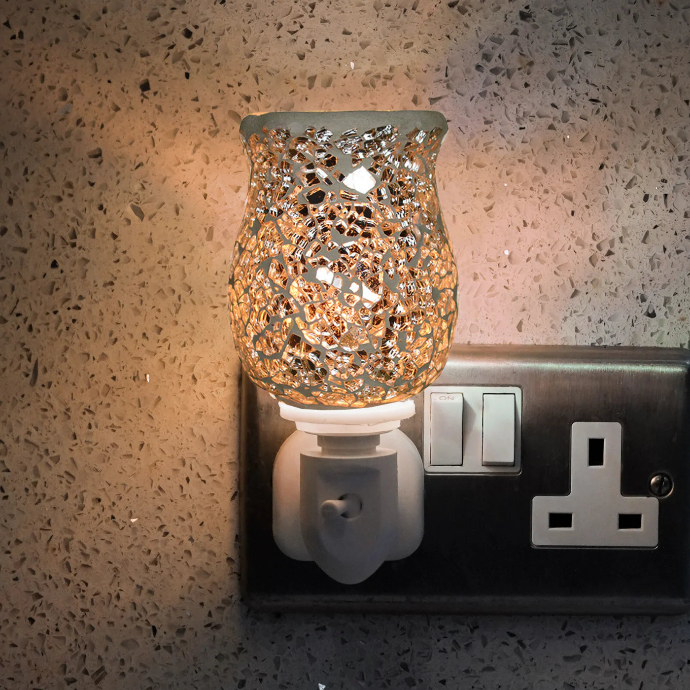 Silver Mosaic Wax & Oil Warmer Plug In Light - Sensual Aroma
