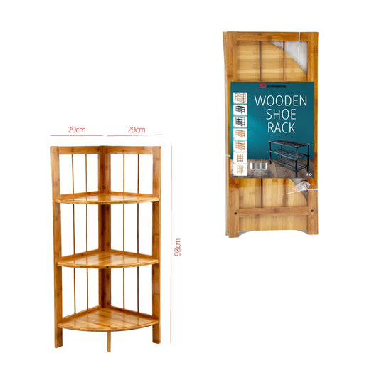 Wooden Corner Shoe Storage Rack 3 Tier