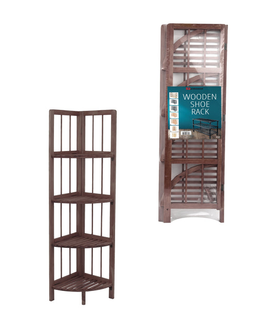4 Tier Coffee Wooden Corner Rack Multipurpose Use Wooden Rack