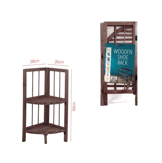 2 Tier Coffee Wooden Corner Rack Multipurpose Use Wooden Rack