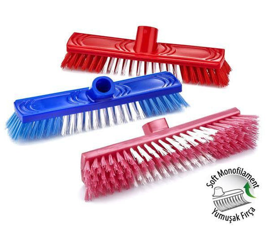 Plastic Soft Bristle Cleaning Broom Brush 120 cm Assorted Colours ZP156