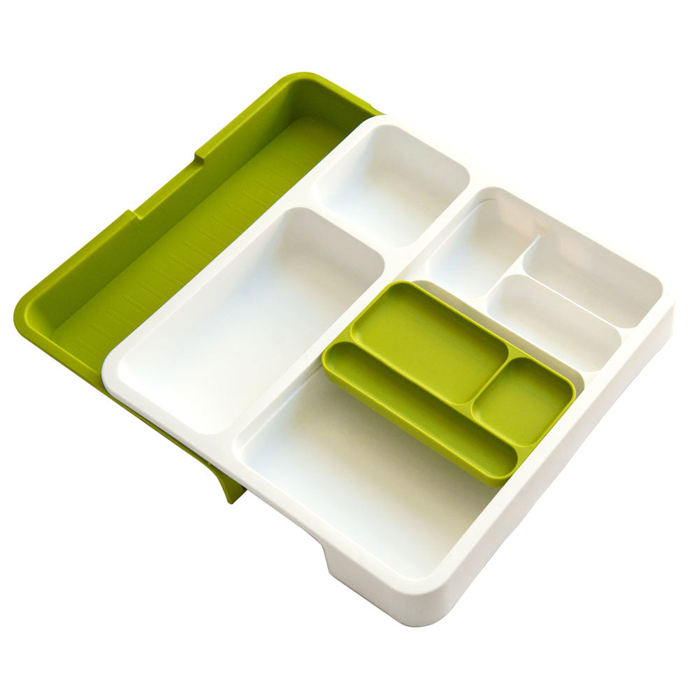 Plastic E x pandable Drawer Storage Divider Organiser White Green 34