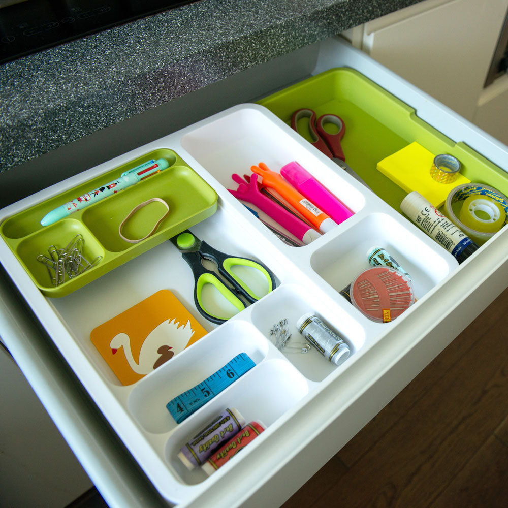 Plastic E x pandable Drawer Storage Divider Organiser White Green 34