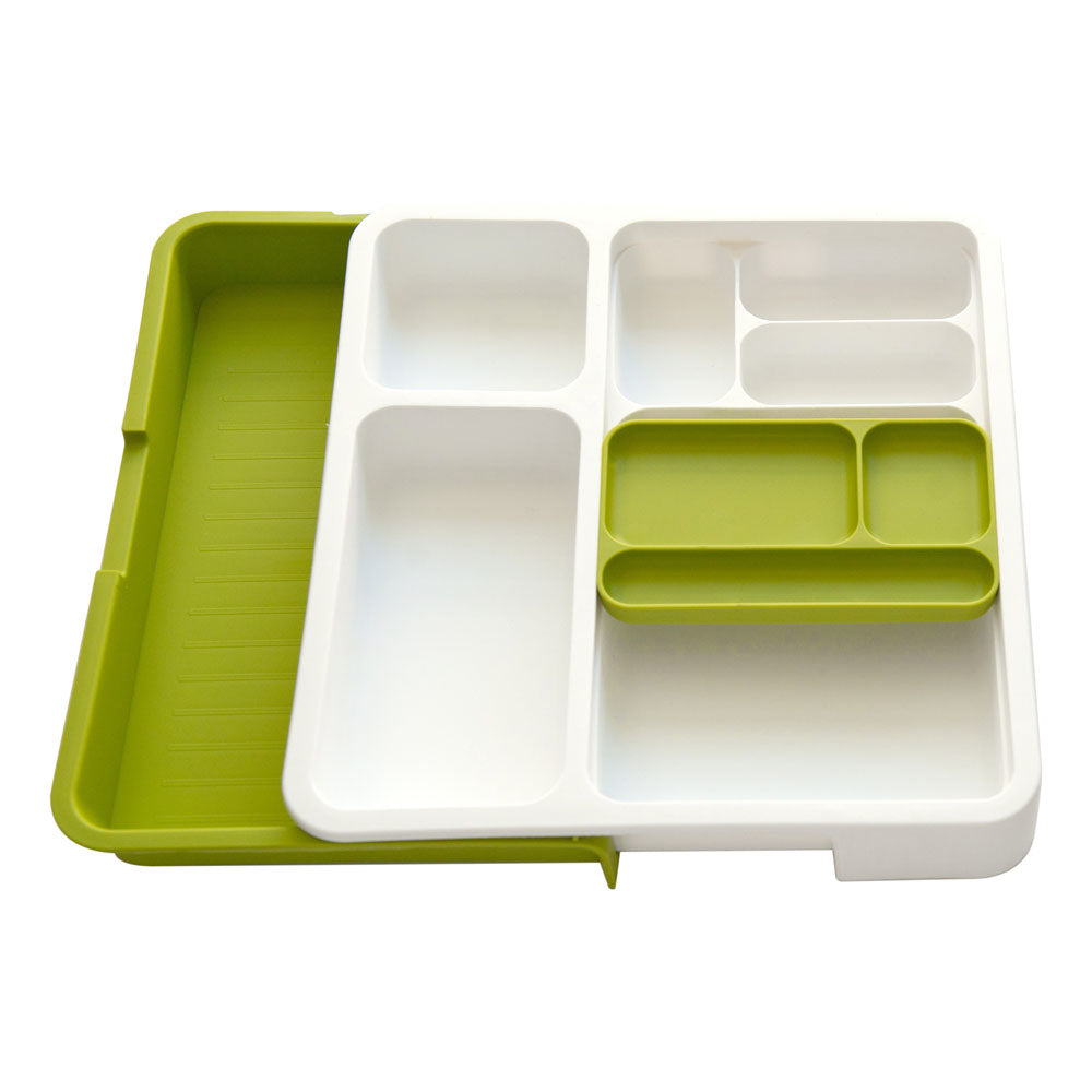 Plastic E x pandable Drawer Storage Divider Organiser White Green 34