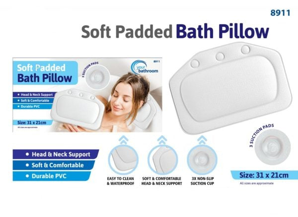 Non Slip Comfort Bath Pillow Cushion 31 x 21cm 8911