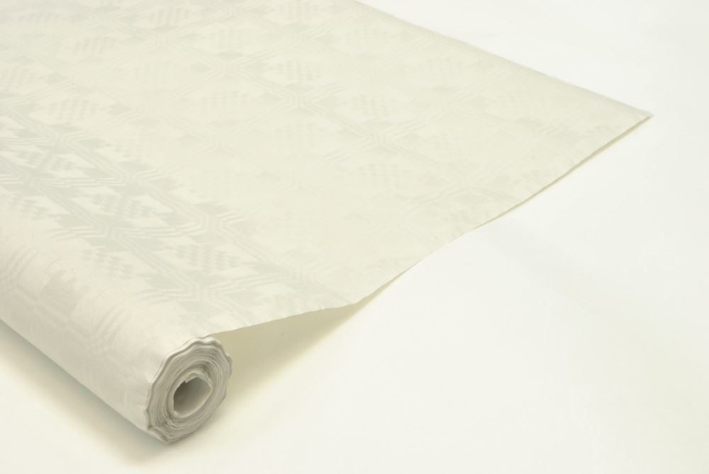 Eco Disposable Paper Table Banquet Roll White Damask 100 x 1.2m 895004