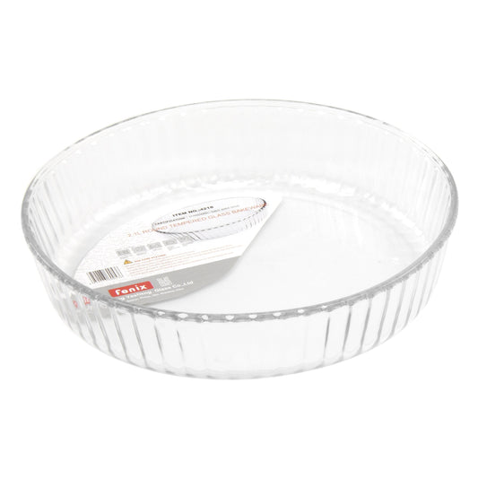 Tempered Glass Round Flan Tray Baking Cooking Dish 2 Litre 26 x 6cm 8976
