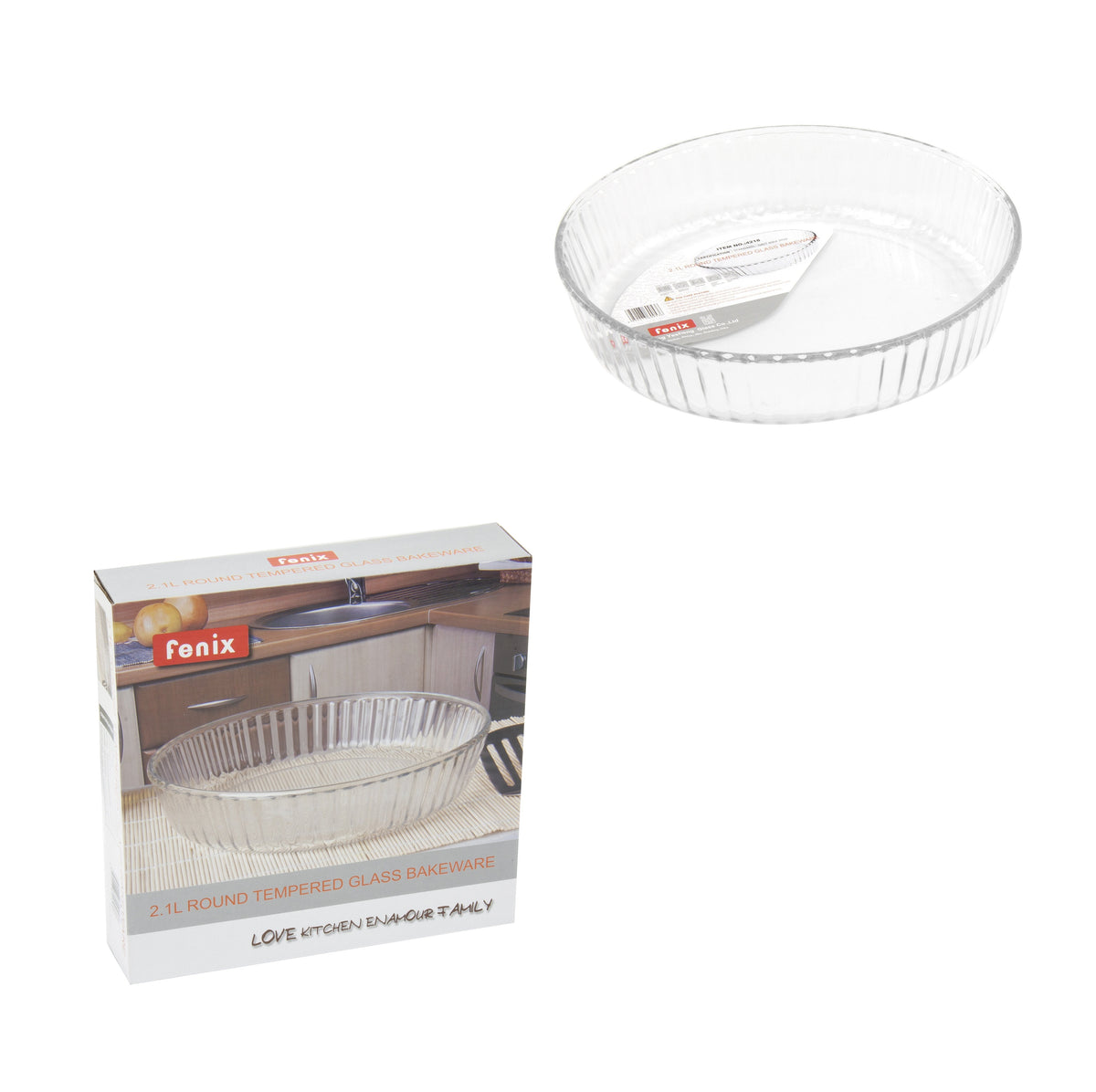 Durane Tempered Glass Round Flan Tray Baking Cooking Dish 2L (Parcel Plus Rate)