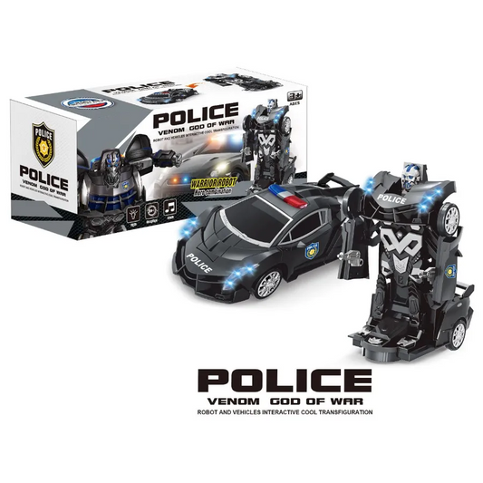 Toy Police Car Transform Robot Car with Sound and Lights