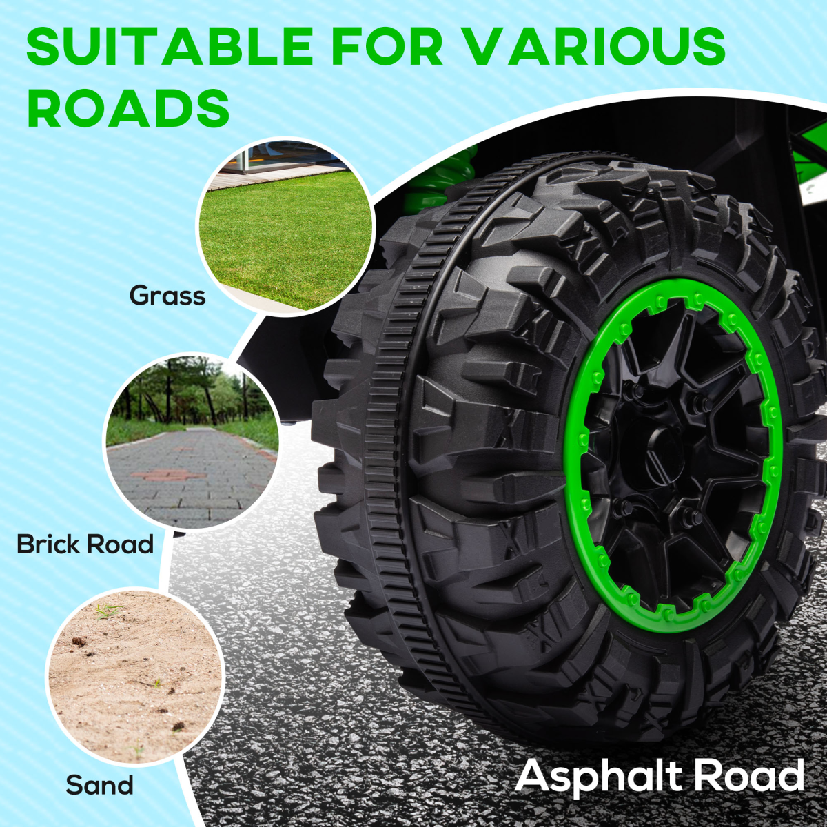 12V Electric Quad Bike for Kids Ride On Car ATV Toy for 3-5 Years Green