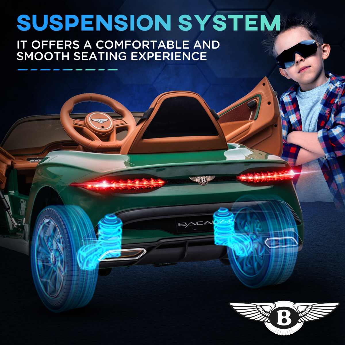Bentley Bacalar Licensed 12V Kids Electric Ride-On with Remote - Green