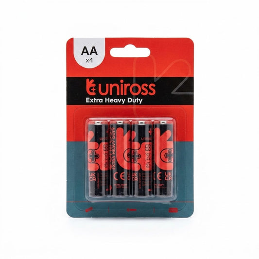 Uniross E x tra Heavy Duty Aa Batteries, Pack Of 4