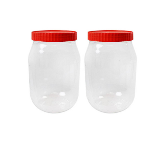 Plastic Kitchen Pet Food Storage Jar 1000Ml Pack Of 2