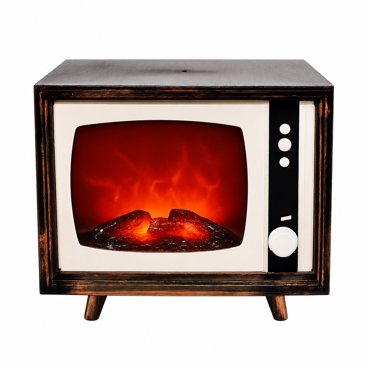 Retro TV  Fireplace Decorative Compact Television with LED Flames