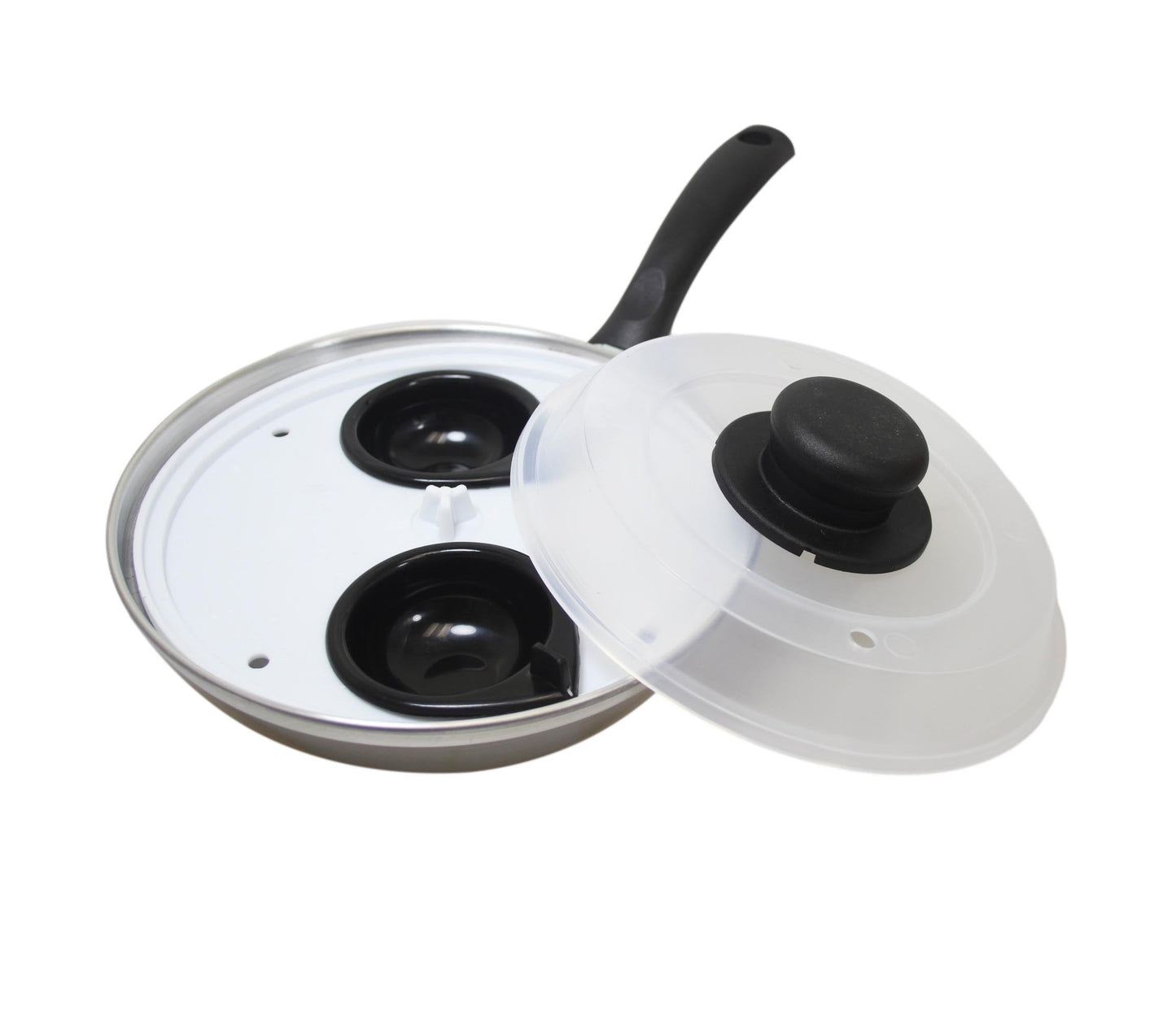 Non Stick Home Kitchen 2 Egg Poacher Pan 20cm With Long Safety Handle Egg Poacher 5.5cm 9103 A