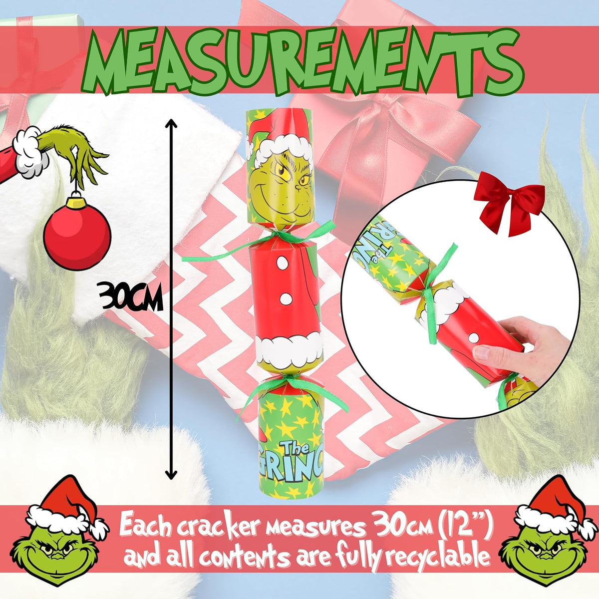 The Grinch Christmas Crackers 12" - 6 Pack