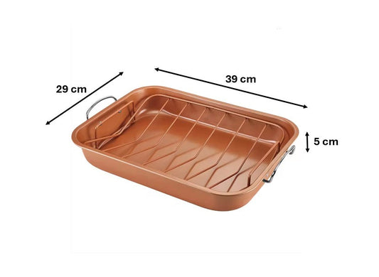 Metal Oven Roasting Tray Pan with Rack 39 x 29 x 5 cm 9130