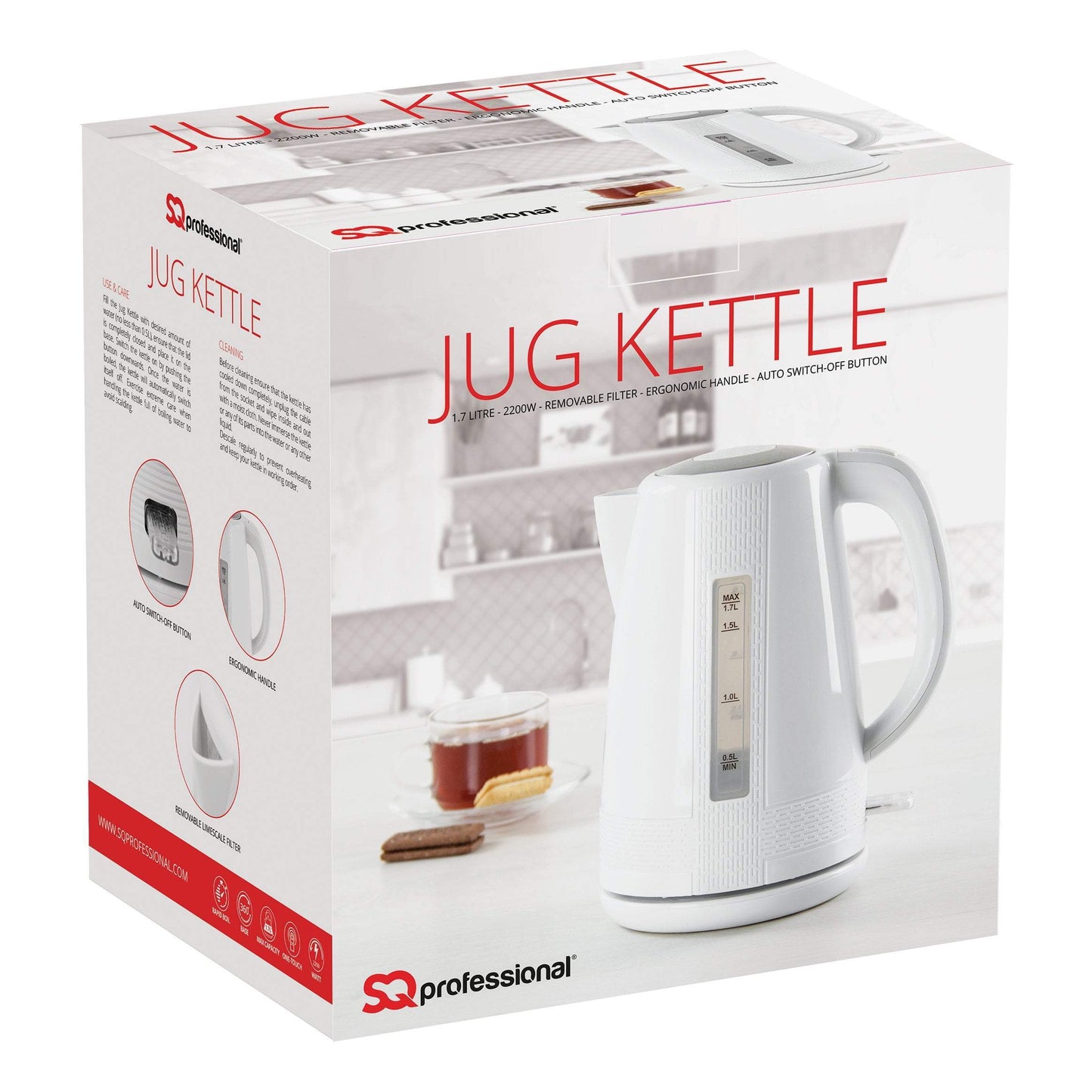 SQ Blitz Electric Kettle White 1.7 Litre 9169