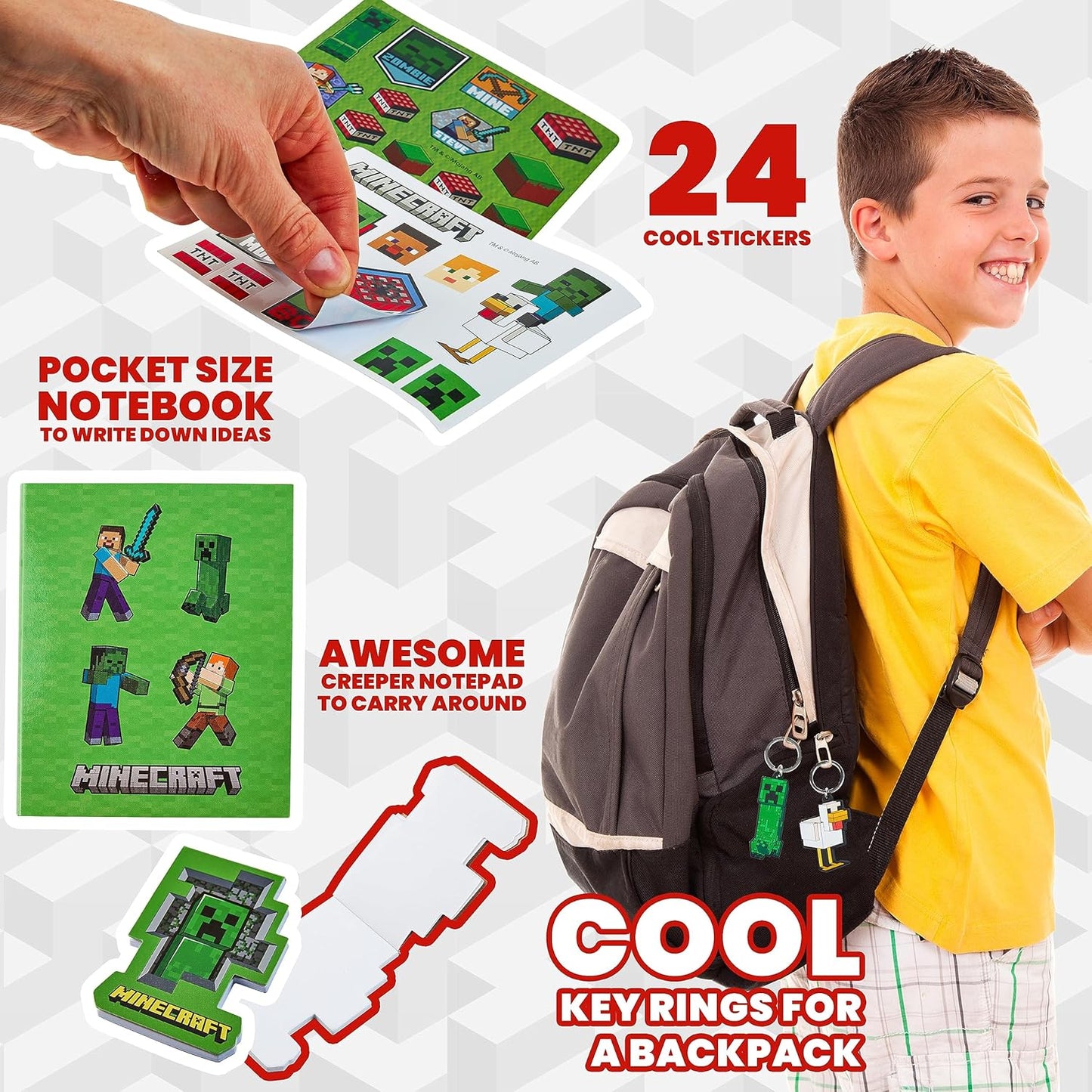 Minecraft Advent Calendar for Kids and Teenagers, Stationery, Notebooks, Stickers, Badges