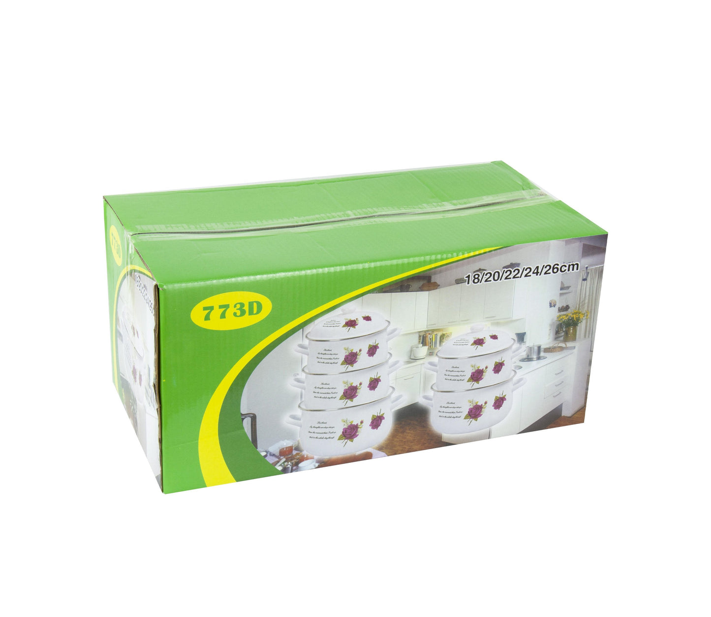 Enamel Cooking Pot Set of 5 Floral Design Assorted Designs 773D / 9199