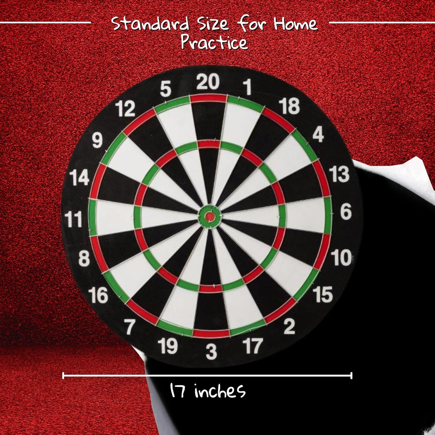 Full Size 17" Double Sided Dart Board with 6 Darts Complete Set plus Reverse Side Archery Style Target