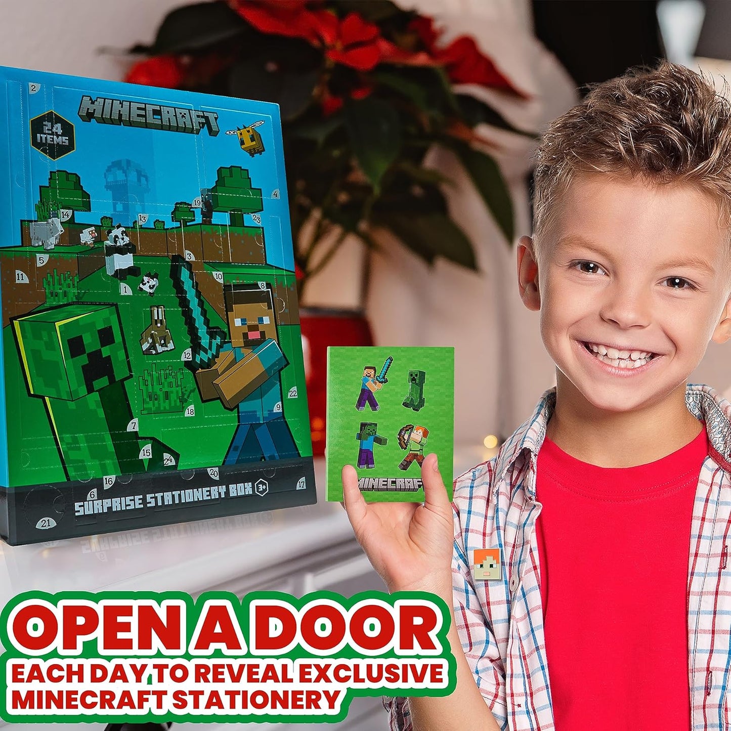 Minecraft Advent Calendar for Kids and Teenagers, Stationery, Notebooks, Stickers, Badges