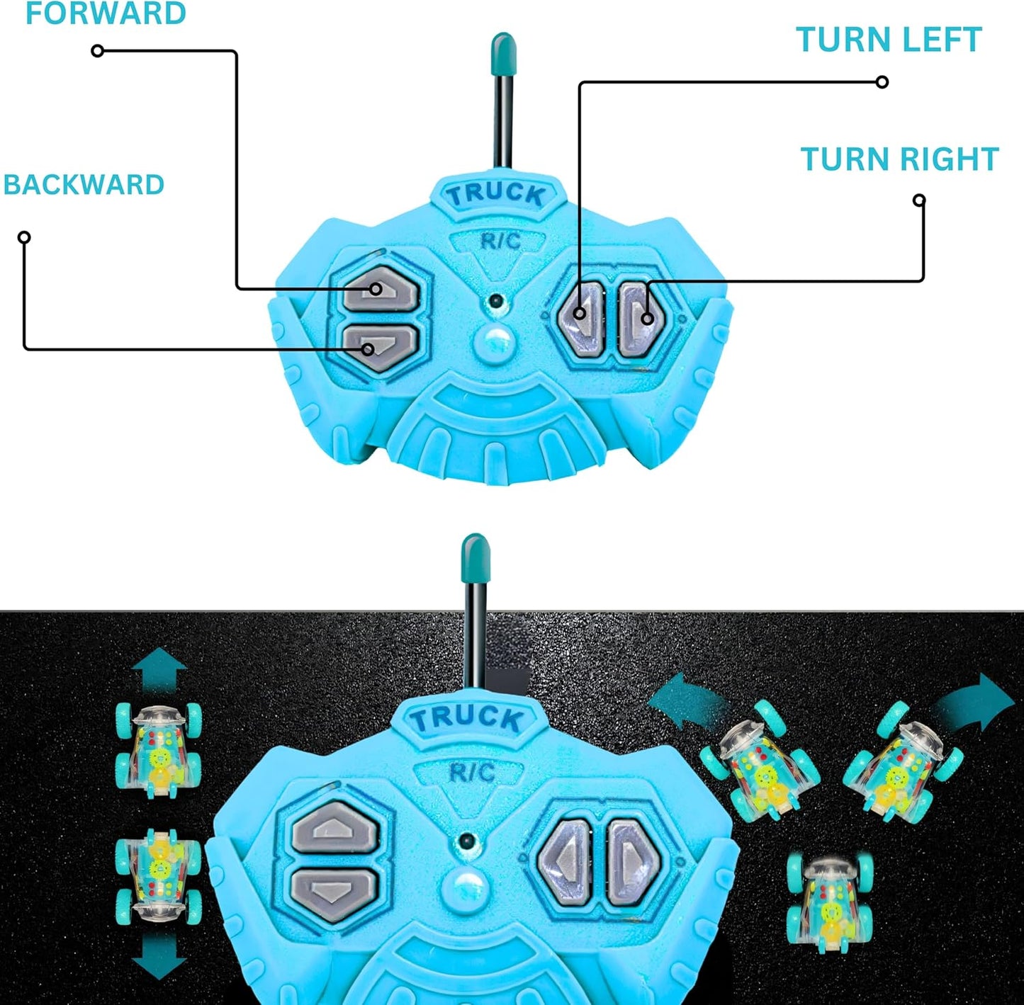 Remote Control Stunt Car, 360° Rotation Flip Vehicle Toy With Colourful LED Light & Music, 2.4 GHz