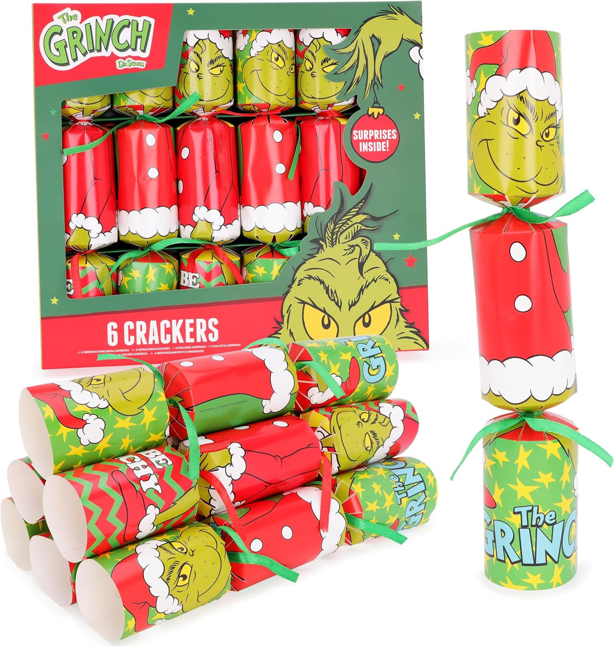 The Grinch Christmas Crackers 12" - 6 Pack