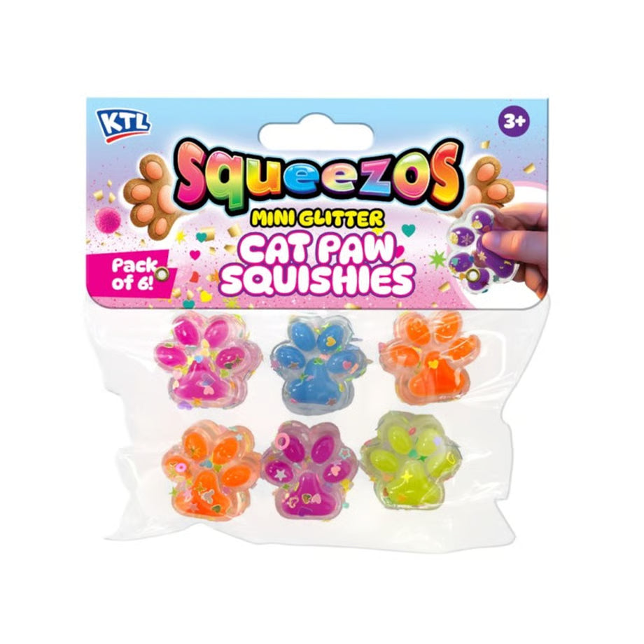 Mini Glitter Cat Paw Squishies 6 Pack Squishy Fidget Squish Sensory Toy