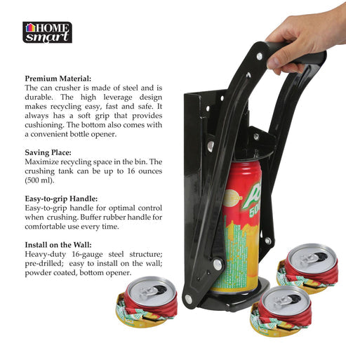 Soft Grip Handle 16oz Can Crusher Black 9225