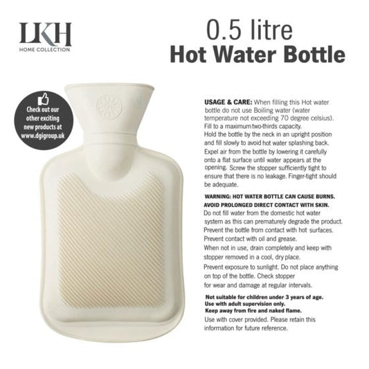 DGI Rubber Hot Water Bottle 0.5L 21 x 12cm 9249