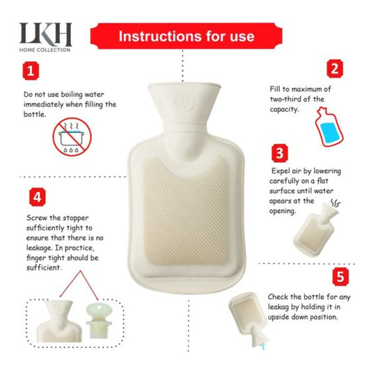 DGI Rubber Hot Water Bottle 1.0L 26 x 15cm 9250