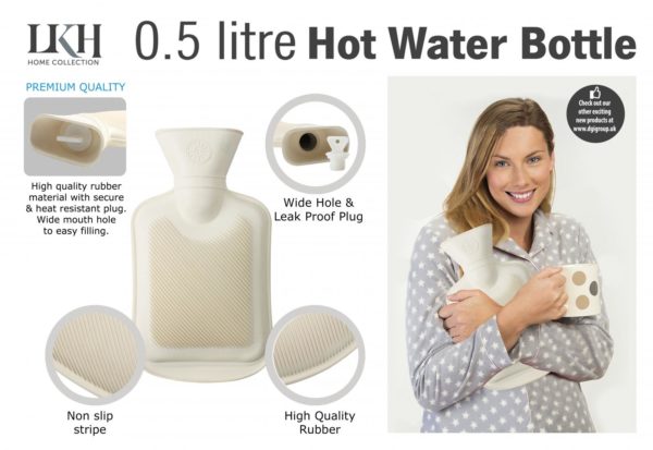 DGI Rubber Hot Water Bottle 0.5L 21 x 12cm 9249