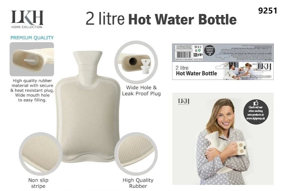 DGI Rubber Hot Water Bottle 2.0L 33 x 20cm 9251