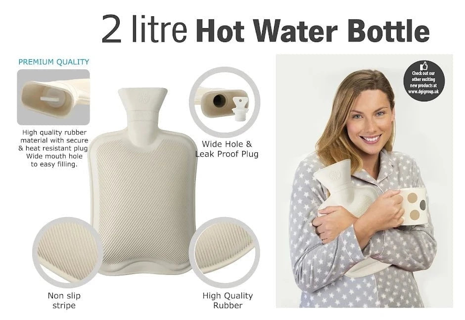 DGI Rubber Hot Water Bottle 2.0L 33 x 20cm 9251