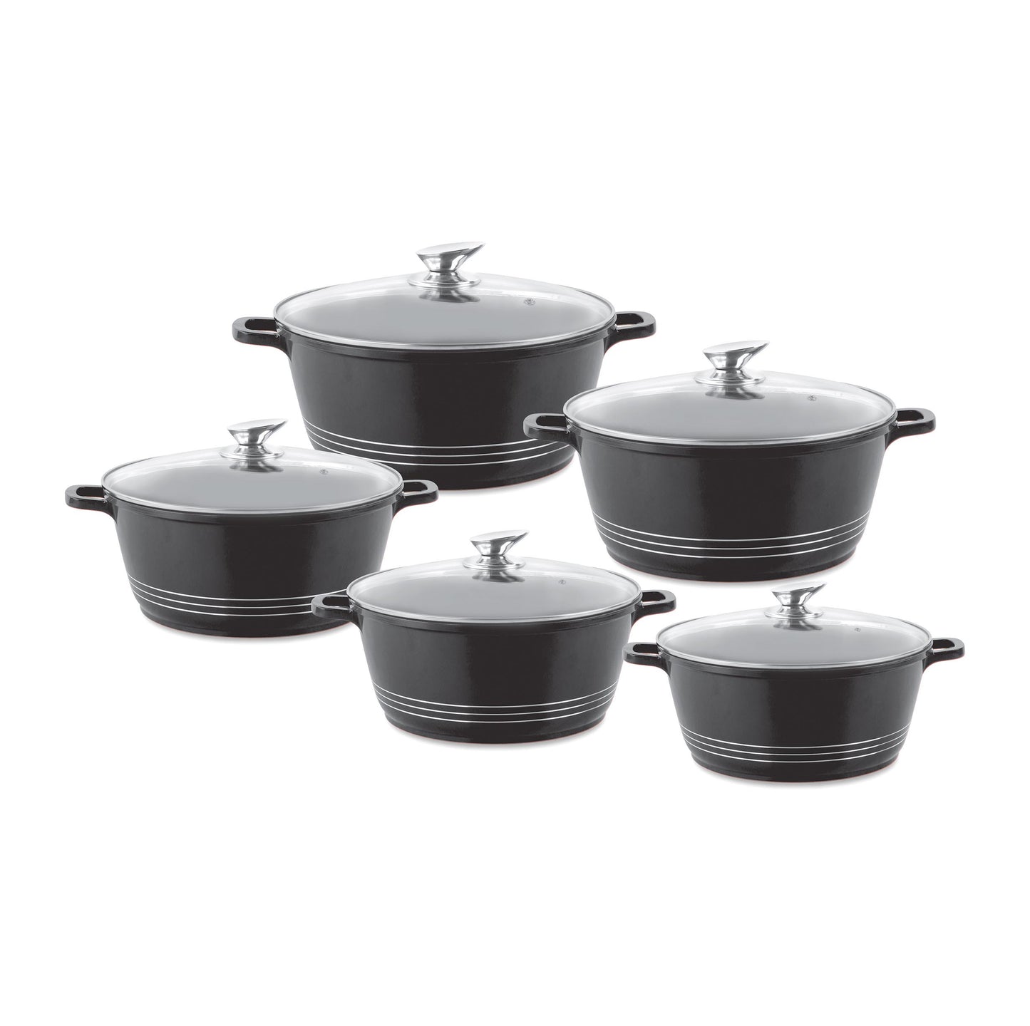 Durane Die Cast Stock Pot Set of 5 Black 20 - 32 cm 9317