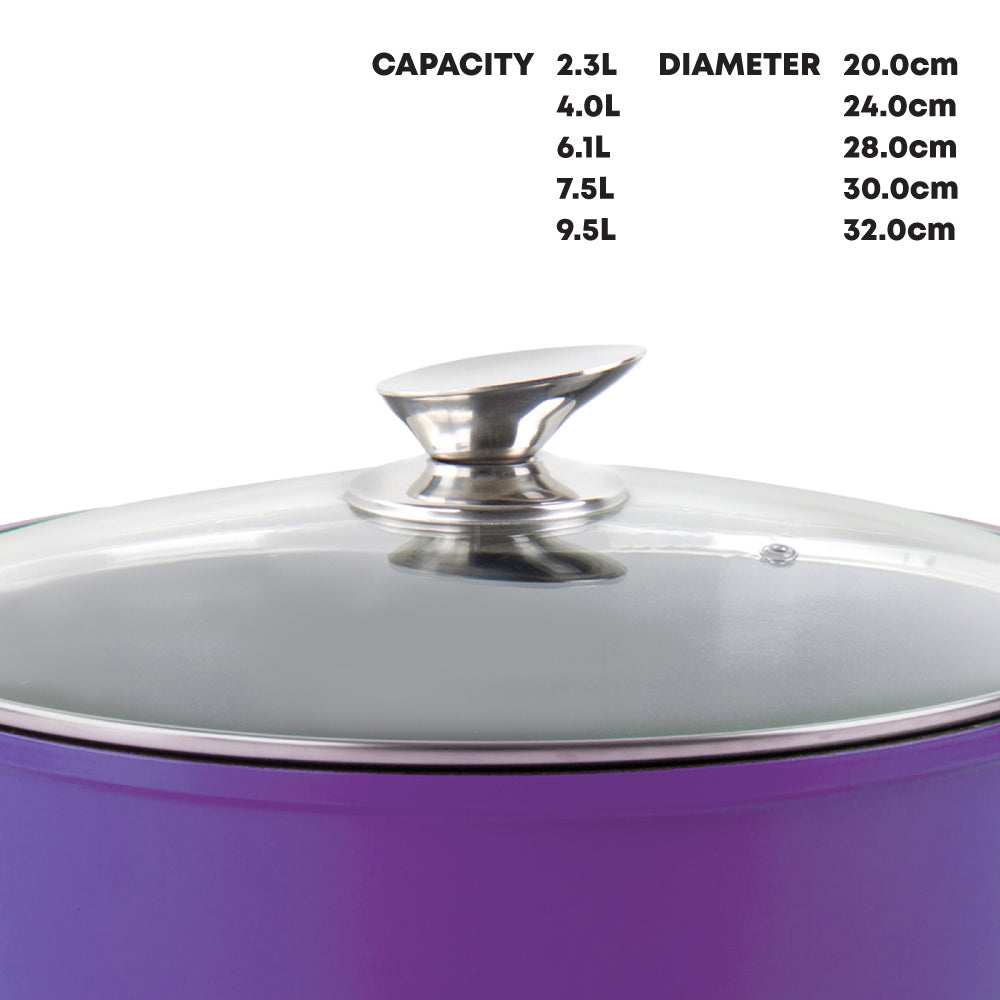 Durane Die Cast Stock Pot Set of 5 Purple 20 - 32 cm 9319