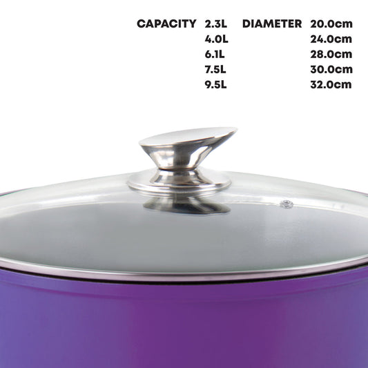Durane Die Cast Stock Pot Set of 5 Purple 20 - 32 cm 9319