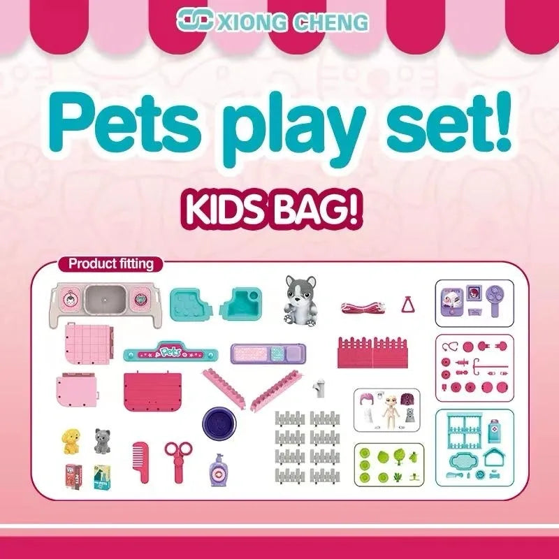 Pink Pet Backpack With Accessories