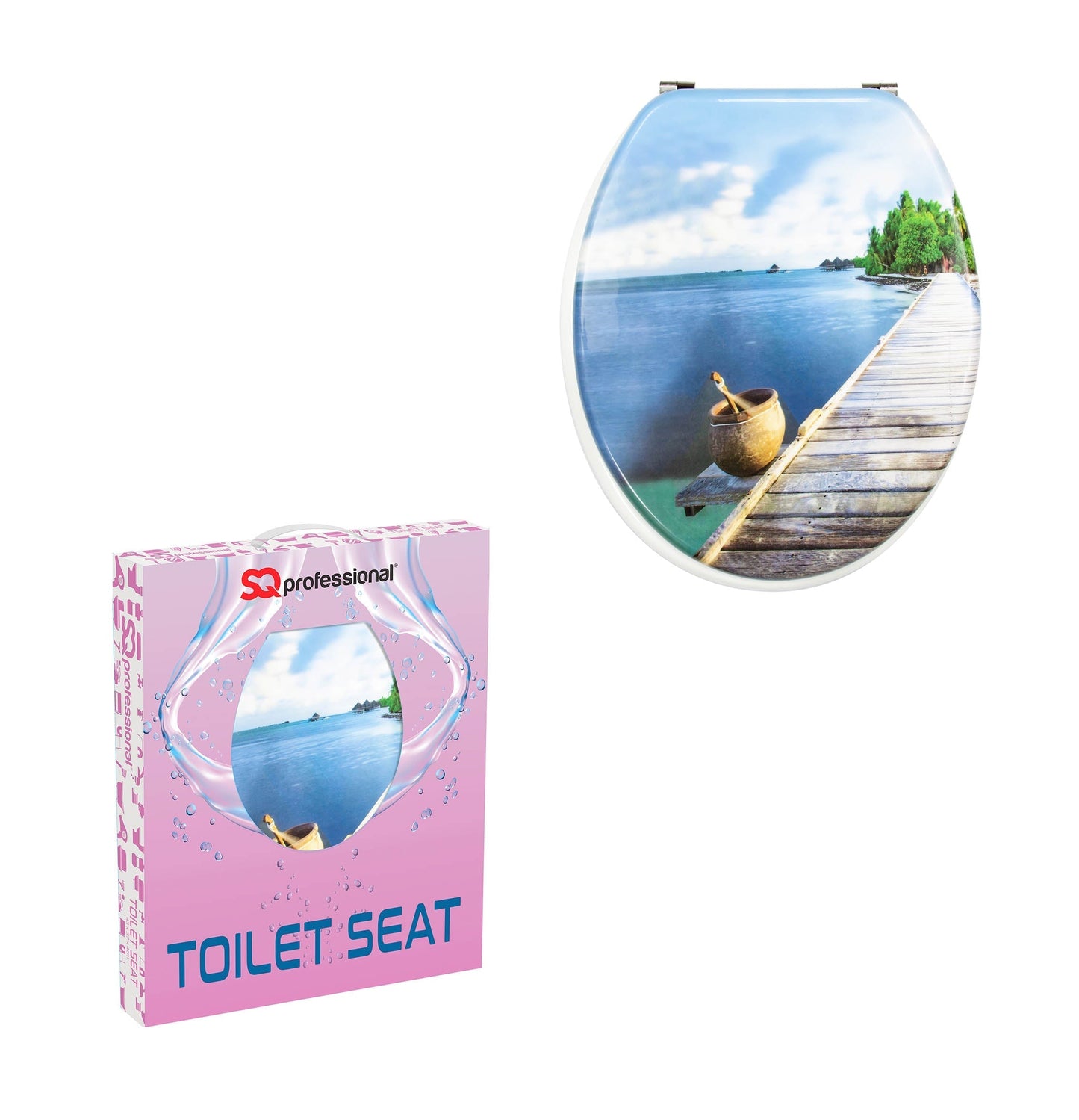 SQ Professional Bathroom Toilet Seat Aquatic Horizon W 36cm x L 43cm x H 5.5cm 9447 A
