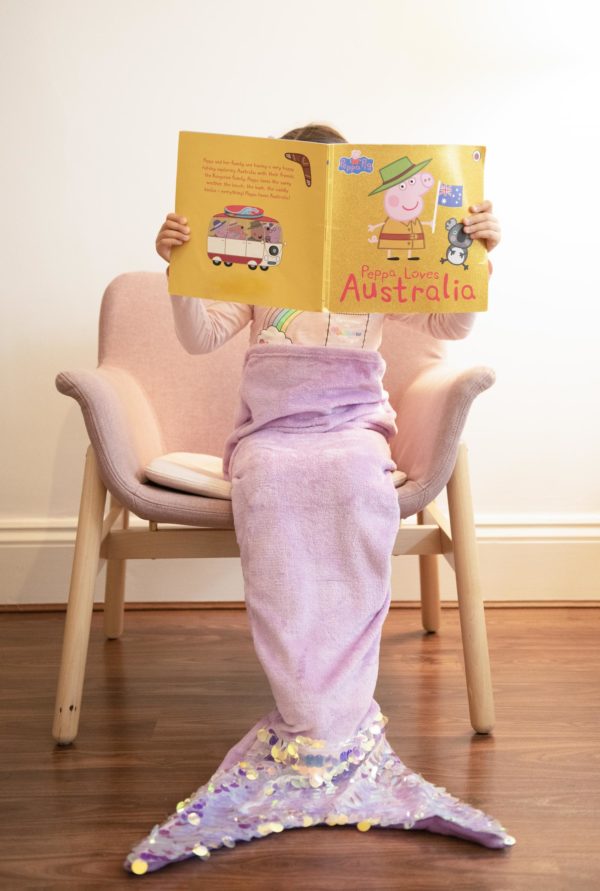 Mermaid Tail Cozy Blanket Plush Solid Purple Sequin Tail 9482