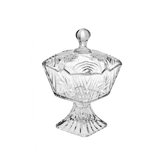 Stella Square Glass Candy Sweets Sugar Storage Bowl Jar With Lid (Parcel Plus Rate)