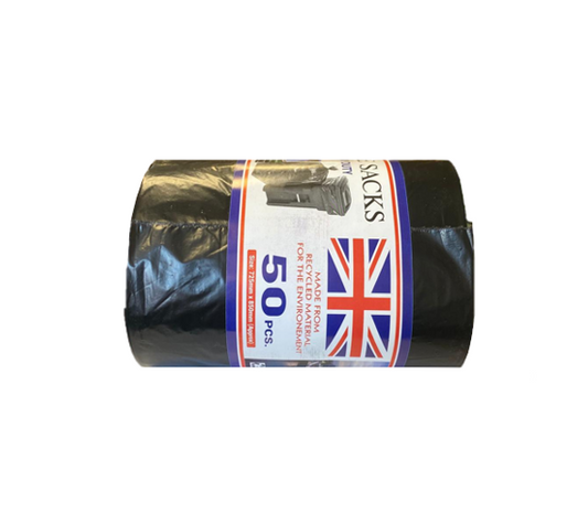 Black Refuse Sacks Bin Bags Roll Of 50