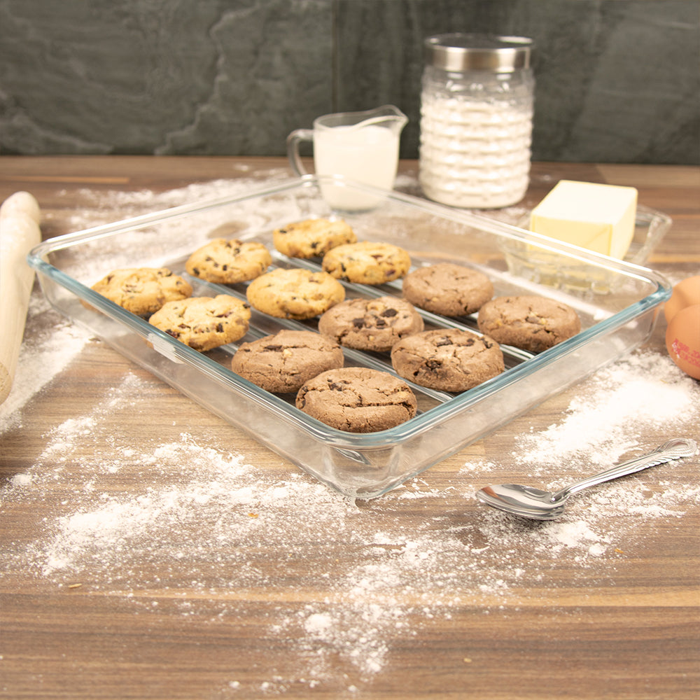 Durane Tempered Glass Ribbed Oven Roasting Tray 3L (Parcel Plus Rate)