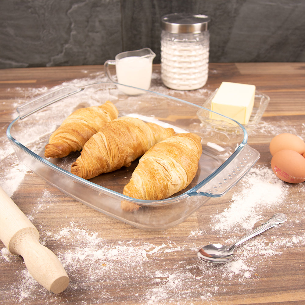 Durane Rectangular Tempered Glass Oven Roasting Tray 3L (Parcel Plus Rate)