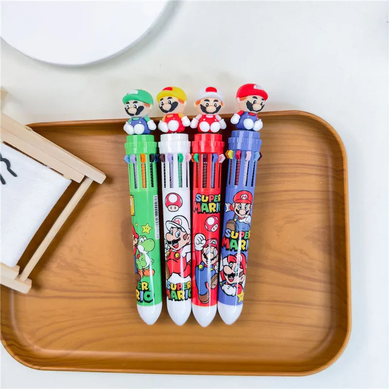 Anime Super Mario Bro Cartoon 10 Colors Ballpoint Pen Cute Gel Pen Student Supplies Stationery