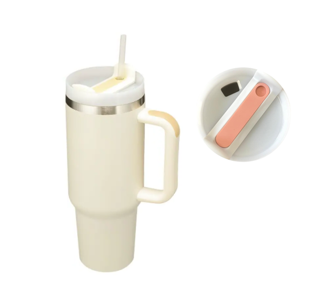 Stainless Steel Water Drinking Travel Flask Tumbler with Handle and Straw 40oz / 1200ml Assorted Colours 9965