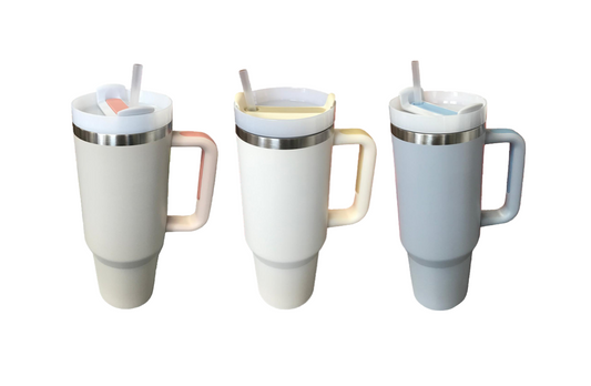 Stainless Steel Water Drinking Travel Flask Tumbler with Handle and Straw 40oz / 1200ml Assorted Colours 9965