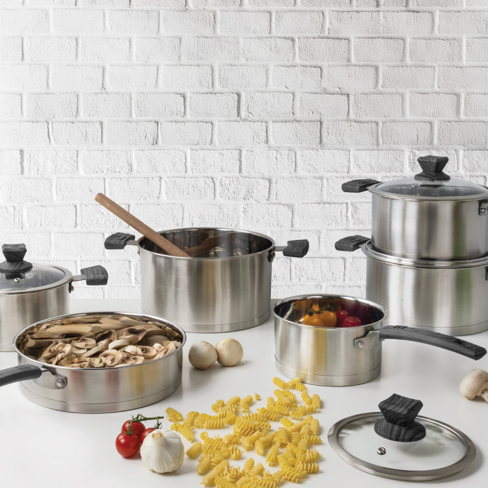 Sq Professional Lustro Touch Stainless Steel Cookware Set Of 6 Black
